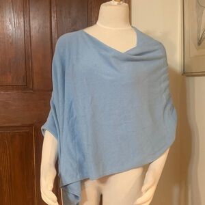 ROBIN’S EGG BLUE FETCHING SILK AND CASHMERE BLEND PONCHO WRAP